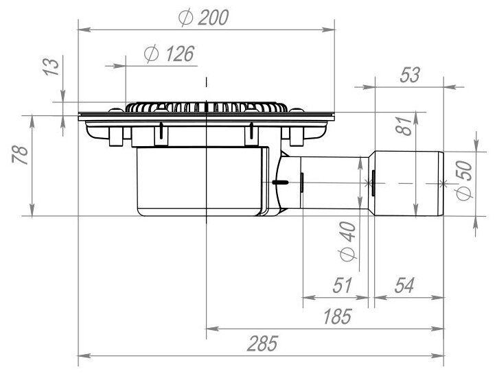 Воронка кровельная VB 510.1 F горизонтальный выпуск DN40/50 с фланцем, плоский листвоуловитель, Fachmann 01.190 - фотография № 8