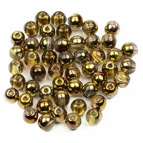 Стеклянные чешские бусины, круглые, Round Beads, 3 мм, цвет Crystal Sunny Magic Gold, 50 шт.