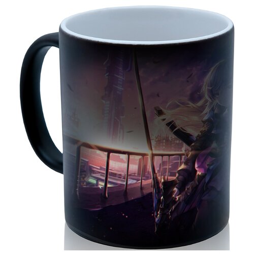 фото Кружка хамелеон аниме warrior girl with sword, необычный сувенир drabs