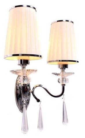 Настенный светильник Lumina Deco Federrica LDW 1158-2 WT, E27, 80 Вт, кол-во ламп: 2 шт, цвет арматуры: хром, цвет плафона: белый