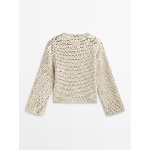 фото Вязаный крючком свитер с v-образным вырезом massimo dutti