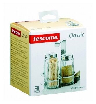 Tescoma Набор емкостей для соли, перца и зубочисток на подставке Classic, прозрачный/металлик - фотография № 3