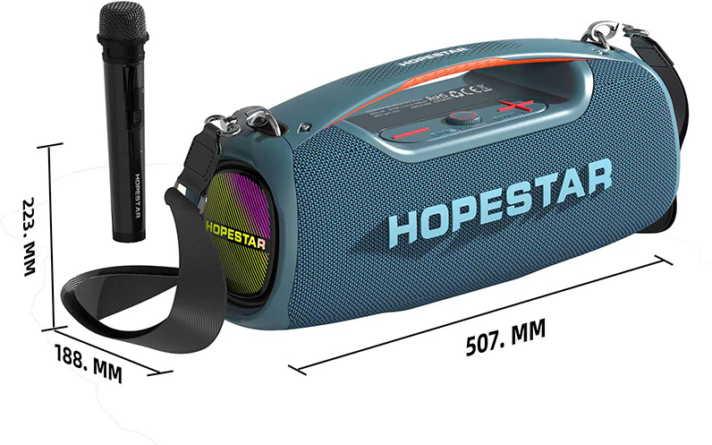 Портативная Беспроводная Bluetooth Колонка Hopestar A60 100W / Караоке Система / Беспроводной Микрофон