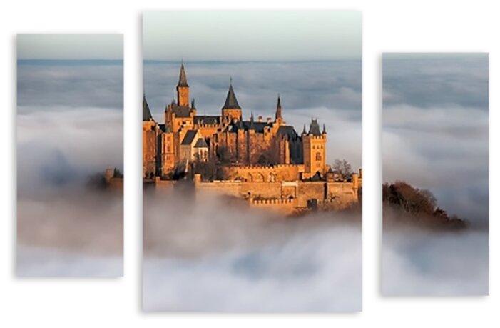 Модульная картина на холсте "Замок в тумане" 120x73 см
