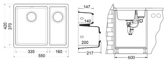 Кухонная мойка Omoikiri Kata-55-2-U-CA - фотография № 2