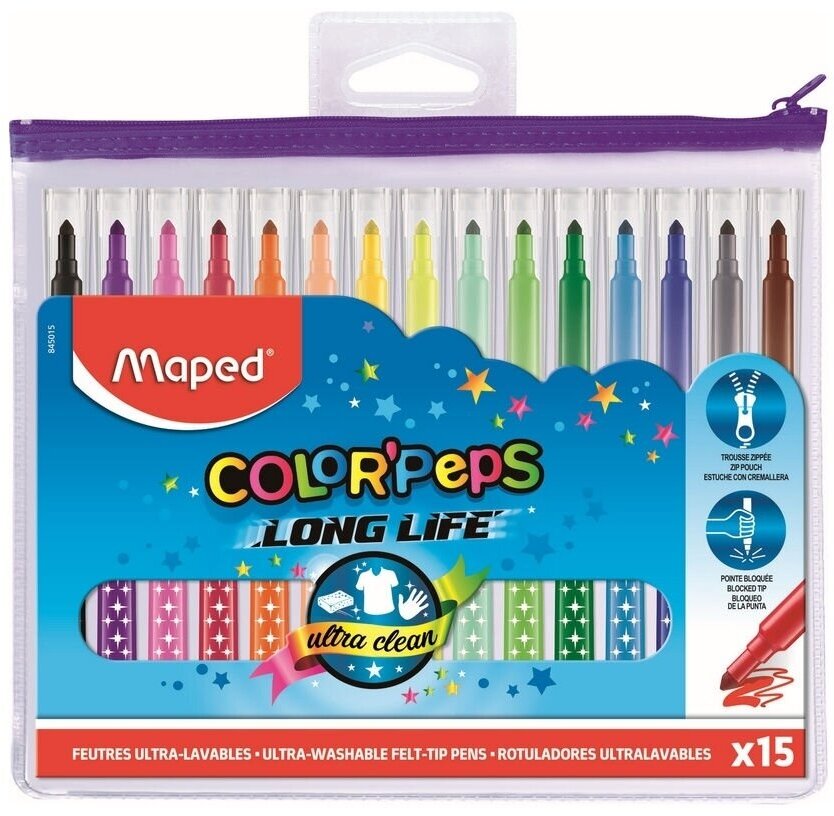 Набор фломастеров COLORPEPS 15ЦВ пластик