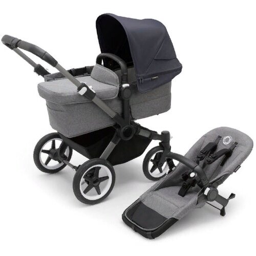 фото Детская коляска 2 в 1 bugaboo donkey5 mono graphite/grey melange/stormy blue