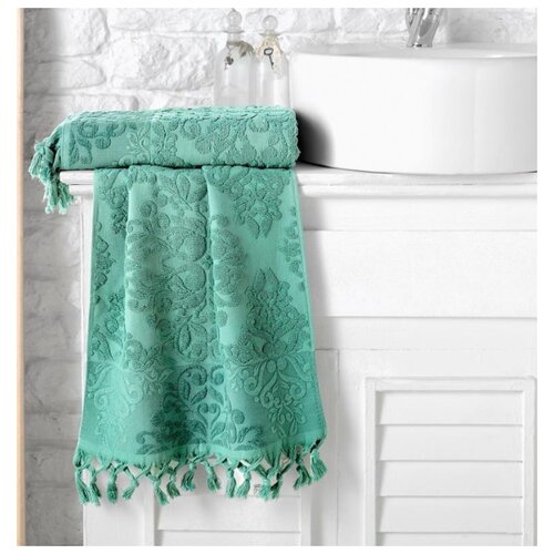 фото Полотенце махровое "karna" жаккард с бахромой ottoman ; зеленый ; размер: 70 х 140