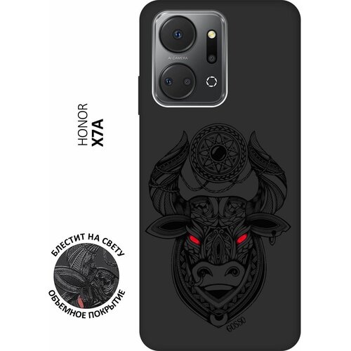 Матовый Soft Touch силиконовый чехол на Honor X7a, Хонор Х7а с 3D принтом Grand Bull черный матовый soft touch силиконовый чехол на honor 9 хонор 9 с 3d принтом grand bull черный