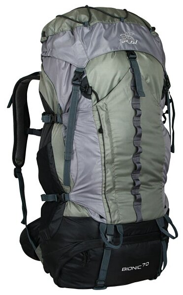 Туристический рюкзак сплав BIONIC 70 (70 литров) зеленый/серый