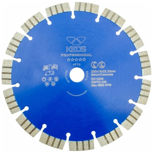 Диск алмазный KEOS Professional сегментный (бетон) 230мм/22,23 диск алмазный keos professional сегментный бетон 150мм 22 23