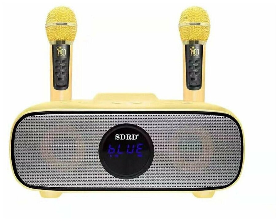 SD-316 - bluetooth колонка-караоке с беспроводными микрофонами для детей (Желтый)