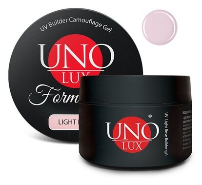 UNO LUX, Моделирующий гель Fiber Glass Light Rose, 50 г