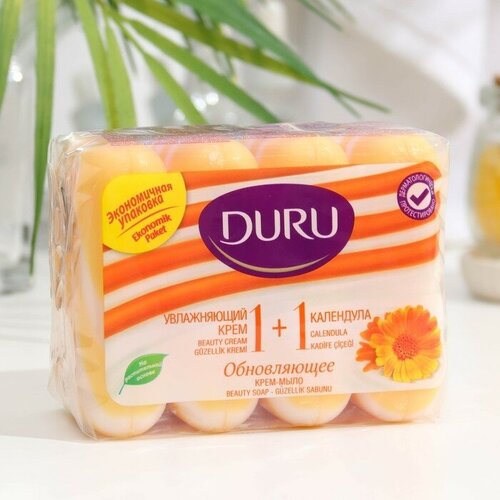 DURU Крем-мыло DURU 1+1 Календула 4*80 гр , мыло туалетное duru soft sensation 1 1 календула эконом пак 4 80 г