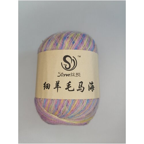Пряжа Siyve Мохер, 32% мохер, 28% шерсть, 40% нейлон. 50гр 600м (201 радужно-сиреневый),1шт