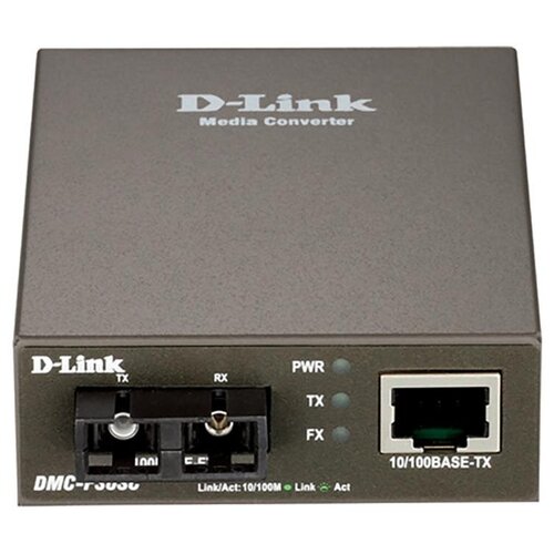 D-Link DMC-F30SC B1A Медиаконвертер с 1 портом 10 100Base-TX и 1 портом 100Base-FX с разъемом SC для одномодового оптического кабеля до 30 км