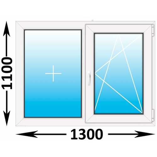 Пластиковое окно Veka WHS двухстворчатое 1300x1100 (ширина Х высота) (1300Х1100)