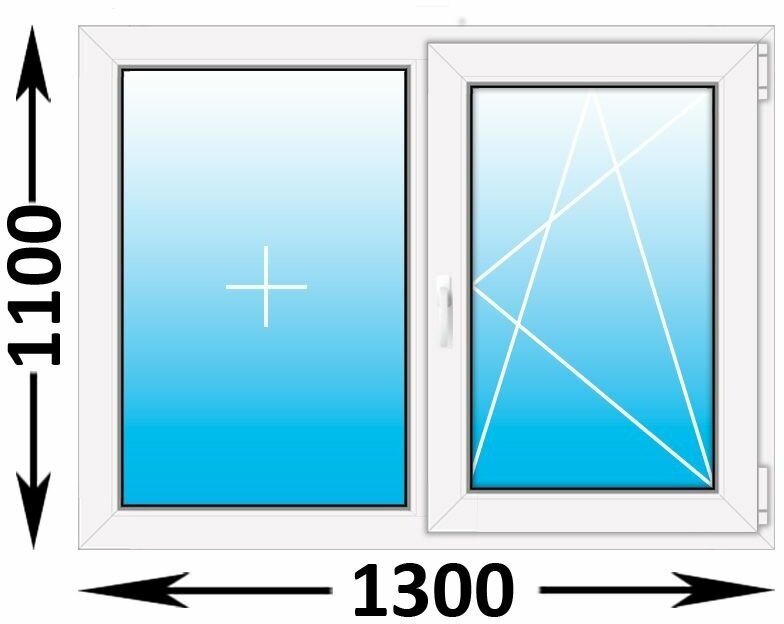 Пластиковое окно Veka WHS двухстворчатое 1300x1100 (ширина Х высота) (1300Х1100)