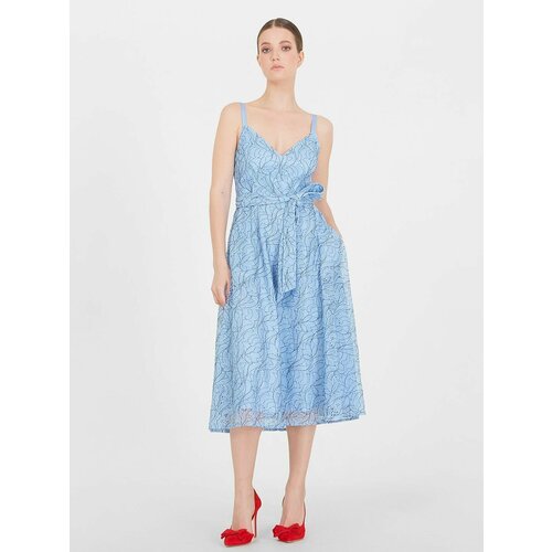фото Платье lo, повседневное, прилегающее, миди, размер 44, голубой