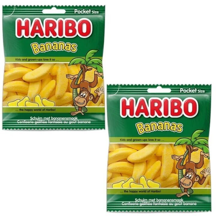 Мармелад жевательный Haribo Bananas Харибо Спелые бананы 2 пакета по 70 гр