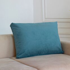 Большая диванная подушка, подушка на спинку кровати, подушка для дивана Замша Бирюза 62*42 см
