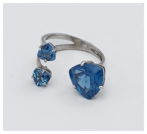 Кольцо наборное e&e Jewellery, серебро, 925 проба, родирование, шпинель синтетическая, безразмерное, синий