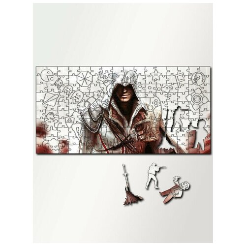 Пазл развивающий для детей с фигурками из дерева 230 деталей 46х23 см игры Assassin's Creed II ps, xbox, pc - 5017