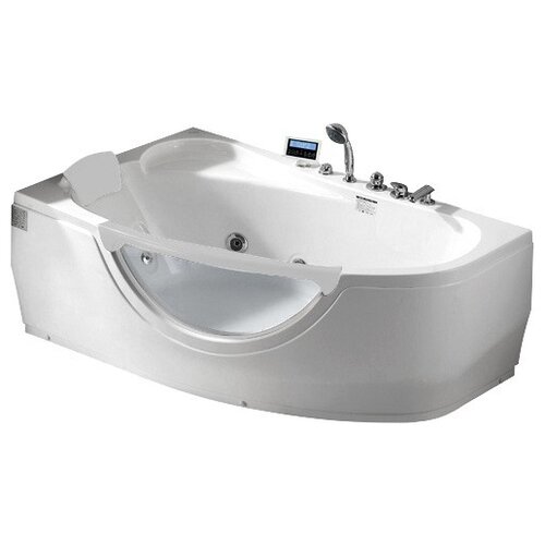 Ванна Gemy G9046 K, акрил, угловая, глянцевое покрытие, белый ванна gemy g9056 k акрил угловая белый