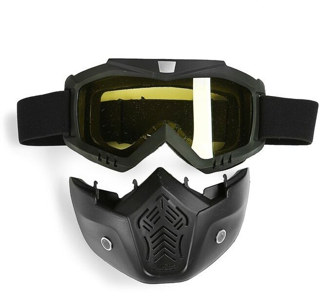 TORSO Очки-маска для езды на мототехнике разборные стекло желтое цвет черный