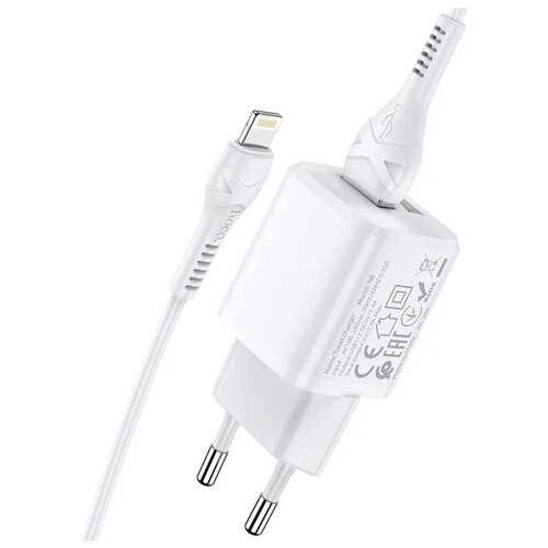 СЗУ Lightning на 2 USB 2.4A N8 HOCO белое сзу lightning на 2 usb n7 2 1a speedy hoco белое