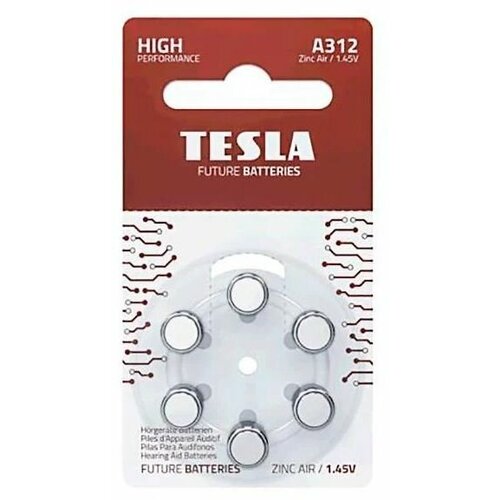 Батарейки Tesla A312 HEARING AID A312 Zinc Air (PR41/paper/6 шт)