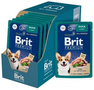 Фото Влажный корм для собак Brit Premium утка в соусе для взрослых собак всех пород