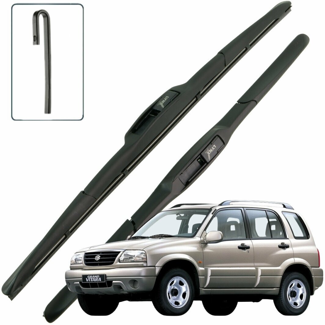 Дворники Suzuki Grand Vitara (1) Сузуки Гранд Витара 5 дв 1997-2000 2001 2002 2003 2004 2005 Щетки стеклоочистителя гибридные 480мм-480мм к-т 2 шт