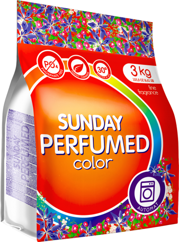 Порошок стиральный Sunday / Сандей Perfumed Color для цветного белья аромат цветочный автомат 3кг / моющее средство