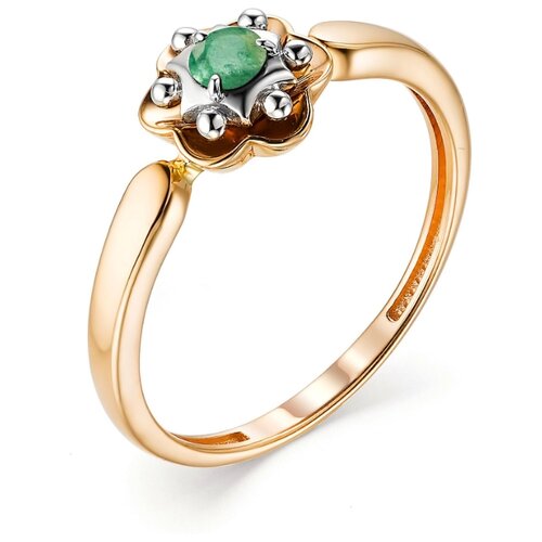 фото Алькор кольцо с 1 изумрудом из красного золота 13168-101, размер 17