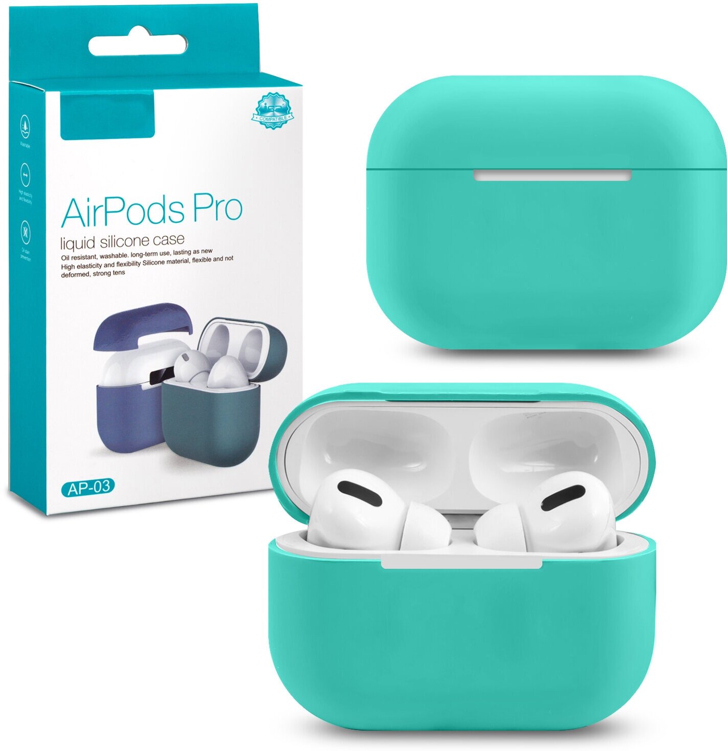 Силиконовый чехол для AirPods Pro мятный / чехол для аирподс про мятный / чехол для airpods pro isa