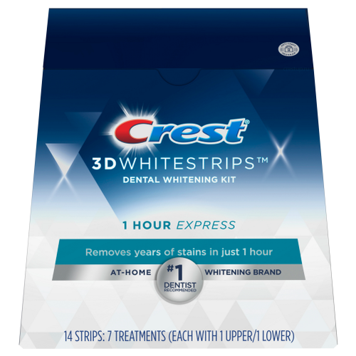 Crest отбеливающие полоски 3D White 1-Hour Express, 38 г, синий