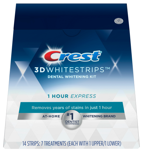 Crest 3D Whitestrips 1 Hour Express Отбеливающие полоски, 7 пакетиков, 14 полосок