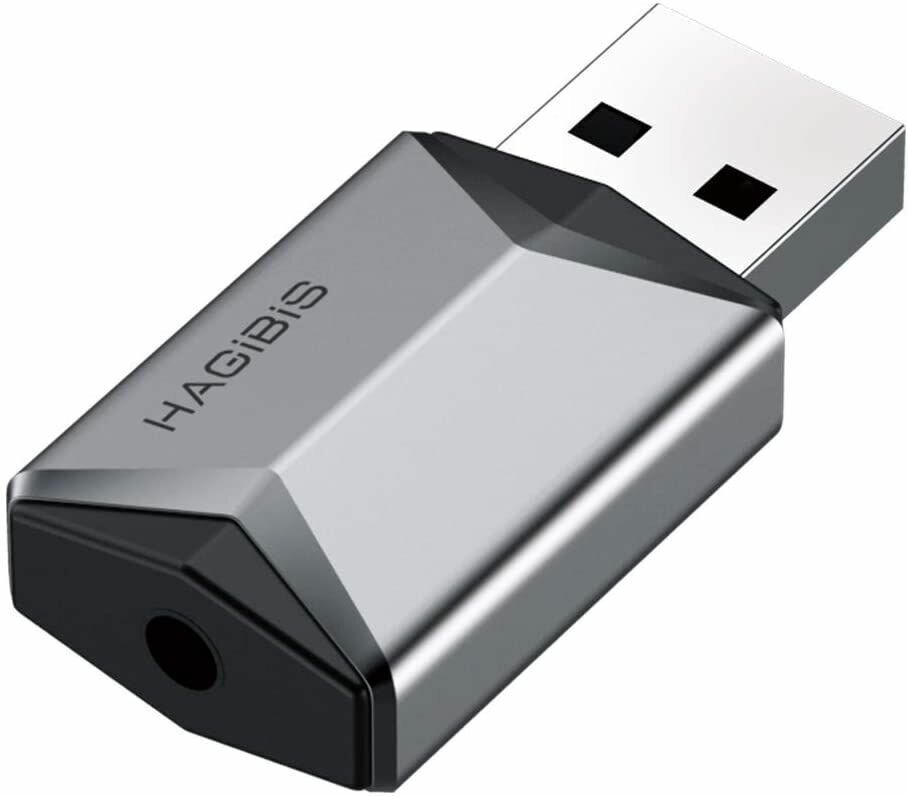 USB-адаптер для внешней звуковой карты 2 в 1 USB to 3.5mm AUX TRRS, серый (MA24)