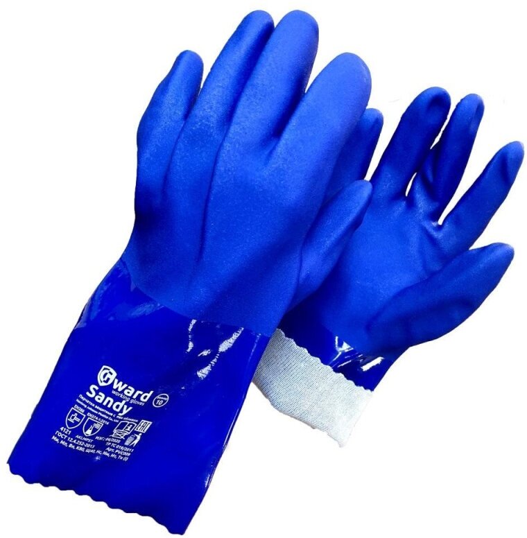 Химически стойкие перчатки с песочным покрытием Gward Sandy размер 10 XL - фотография № 1