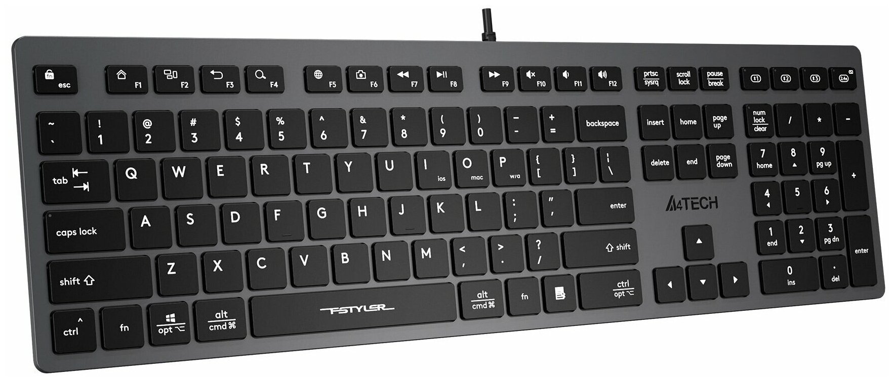 Клавиатура A4Tech Fstyler FX50 серый USB slim Multimedia FX50 .