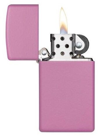 ZIPPO Slim® с покрытием Pink Matte, латунь/сталь, розовая, матовая, 29x10x60 мм - фотография № 2