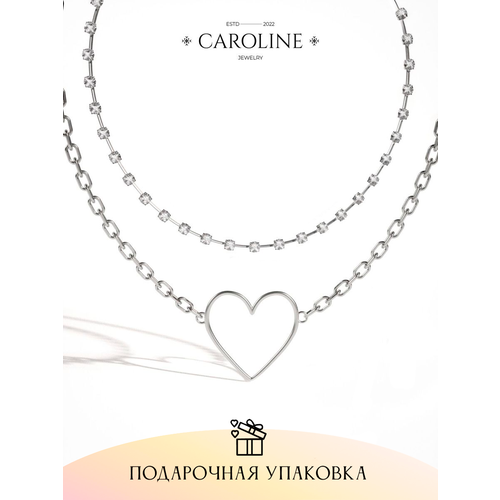 Колье Caroline Jewelry, искусственный камень, длина 45 см, серебряный колье caroline jewelry лунный камень длина 48 см серебряный