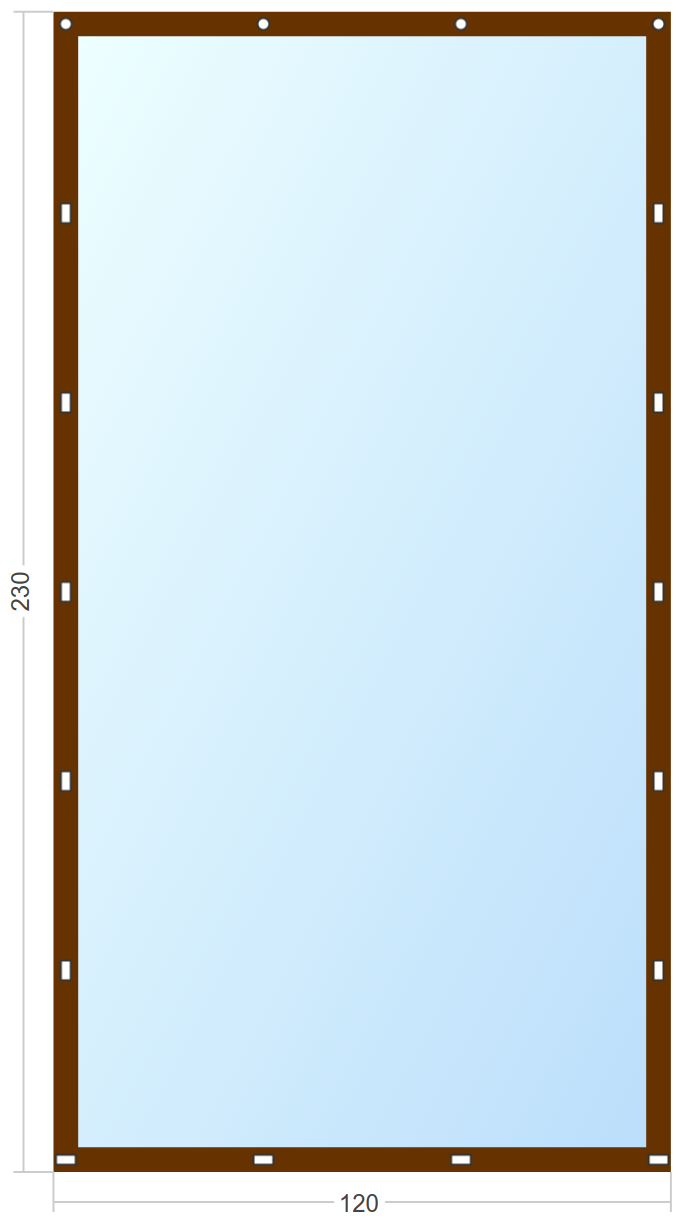 Мягкое окно Софтокна 120х230 см съемное, Скоба-ремешок, Прозрачная пленка 0,7мм, Коричневая окантовка, Комплект для установки - фотография № 3