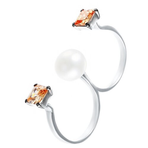 фото Element47 кольцо из серебра 925 пробы с ювелирным стеклом и культивированным жемчугом r26311-bh3_ko_wp_us_001_wg, размер 16.25
