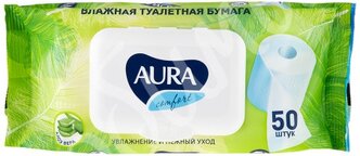 Влажная туалетная бумага Aura Comfort 50 лист.