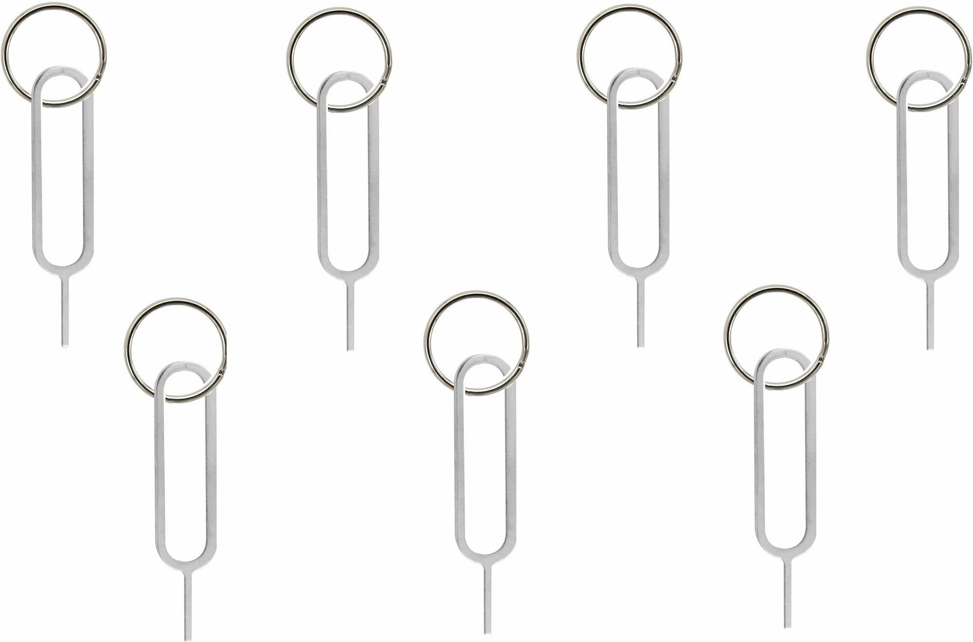 Кольцо для брелока + Вспомогательный ключ для изьятия сим карты (7 Штук)