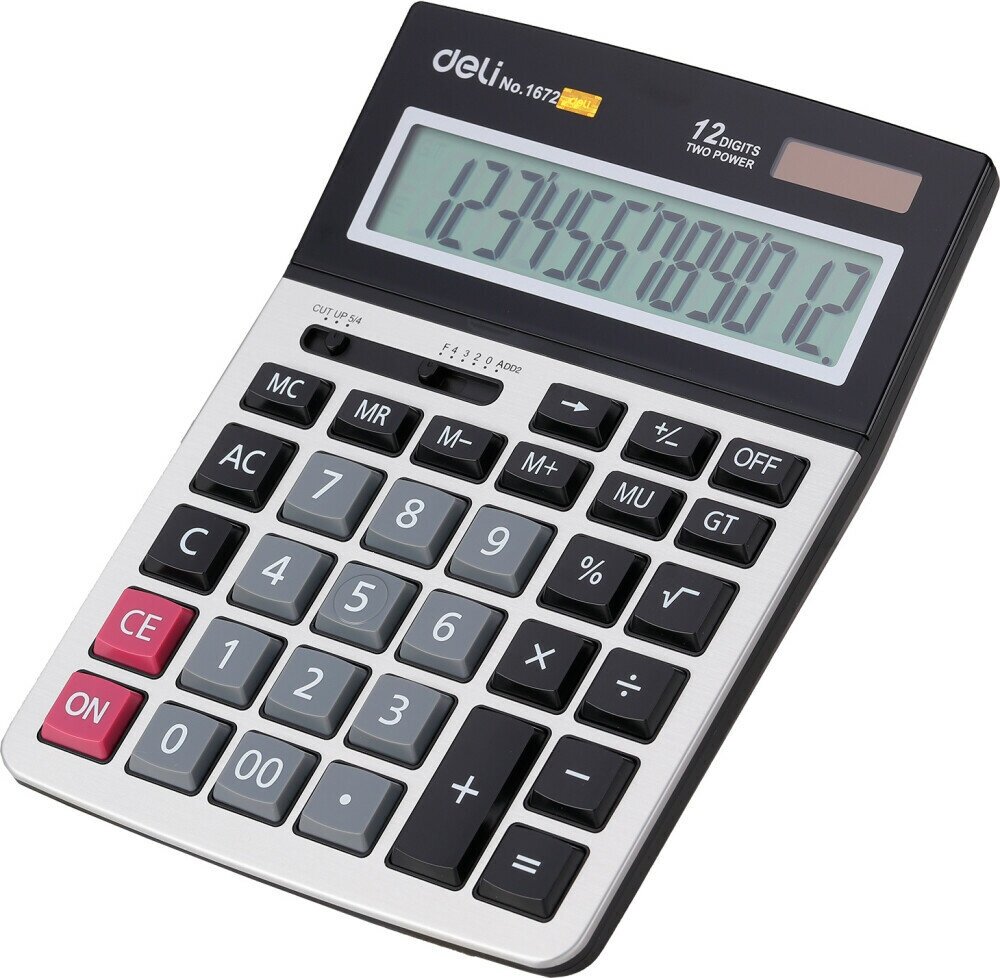 Калькулятор настольный Deli 1672 12-разрядный серебристый 211x154х41 мм 1552694