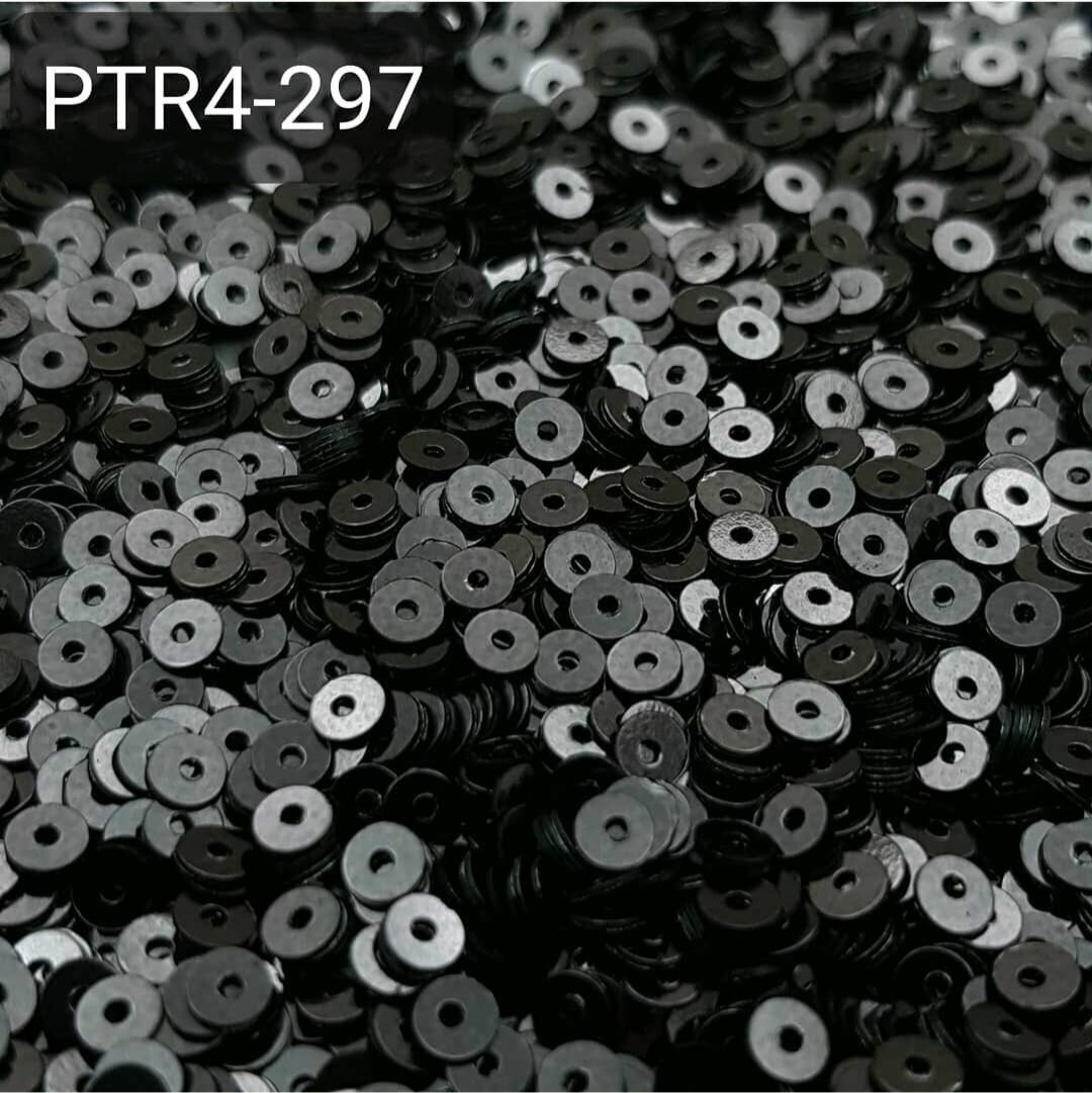 Пайетки круглые плоские с отверстием по центру, 4 мм - 10 гр/уп, Турция Цвет 297 Темный никель металлик