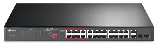 24-port 10/100Mbps Unmanaged PoE+ Switch with 2 combo RJ-45/SFP uplink ports, metal case, rack mount